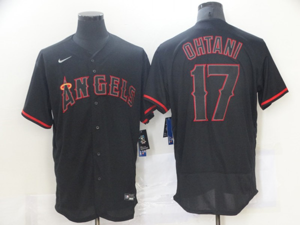 Men's Los Angeles Angels #17 Shohei Ohtani Black Flex Base Stitched MLB Jersey